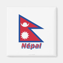 Français de Drapeau Népal avec le nom en Magnets