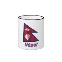Français de Drapeau Népal avec le nom en Tasse À Café