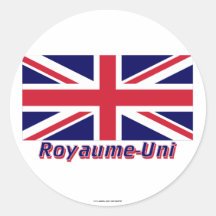 Français de Drapeau Royaume-Uni avec le nom en Adhésifs