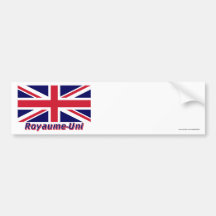 Français de Drapeau Royaume-Uni avec le nom en Autocollant Pour Voiture