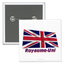 Français de Drapeau Royaume-Uni avec le nom en Badges Avec Agrafe