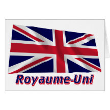 Français de Drapeau Royaume-Uni avec le nom en Cartes De Vœux