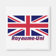 Français de Drapeau Royaume-Uni avec le nom en Magnets Pour Réfrigérateur