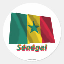 Français de Drapeau Sénégal avec le nom en Adhésifs
