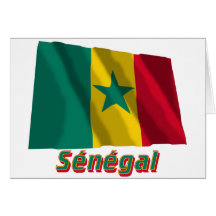 Français de Drapeau Sénégal avec le nom en Carte De Vœux
