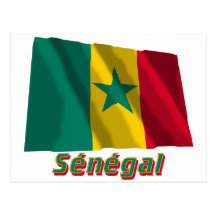 Français de Drapeau Sénégal avec le nom en Cartes Postales