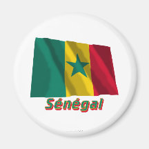 Français de Drapeau Sénégal avec le nom en Aimant Pour Réfrigérateur