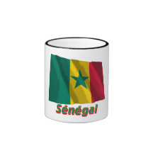 Français de Drapeau Sénégal avec le nom en Tasses