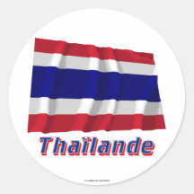 Français de Drapeau Thaïlande avec le nom en Autocollants