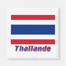 Français de Drapeau Thaïlande avec le nom en Magnets Pour Réfrigérateur