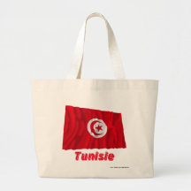 Français de Drapeau Tunisie avec le nom en Sac En Toile