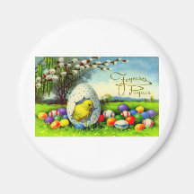 FRANÇAIS VINTAGE JOYUEUX PAQUES MAGNETS
