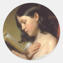 Franz Eybl - Lesendes Mädchen (fille de lecture),  Autocollants