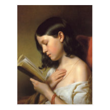 Franz Eybl - Lesendes Mädchen (fille de lecture),  Carte Postale