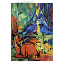 Franz Marc - cerf commun dans la forêt (ii) Cartes De Vœux