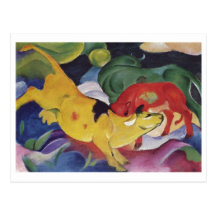 Franz Marc - toile verte rouge de vache au jaune 1 Cartes Postales