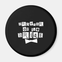 Frère de blanc de jeune mariée sur le noir magnets pour réfrigérateur