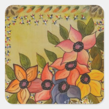 Frida Kahlo a peint Flores Stickers Carrés