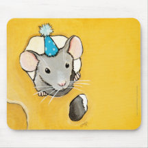 Fromage et souris dans un chapeau bleu Mousepad de Tapis De Souris