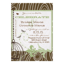 Frontières en bois de vert de margarita d'oiseaux  invitations