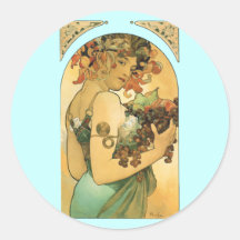 Fruit de ~ d'Alphonse Mucha (1897) Adhésif Rond