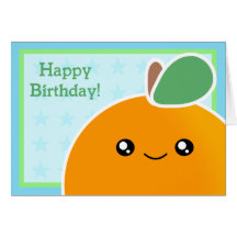 Fruit d'orange de carte d'anniversaire de Kawaii