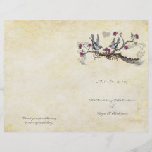 Fuchsia vintage d'oiseaux et programme gris de mar prospectus