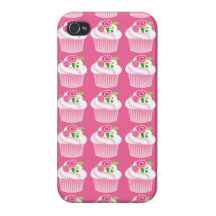 Fun Summer Birthday Hot Pink Cupcake Pattern iPhone 4/4S Cases