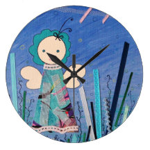 funny little angel clock all in blue