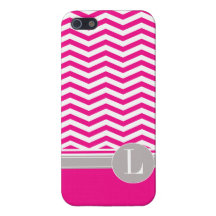 Fuschia chic du monogramme | de Chevron iPhone 5 Case
