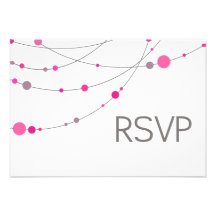 Fuschia élégant de blanc des brins RSVP Cartons D'invitation Personnalisés