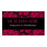 Fushia baroque élégant et carte noire de profil cartes de visite professionnelles