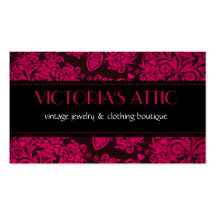 Fushia baroque élégant et carte noire de profil cartes de visite professionnelles