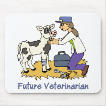 Futur vétérinaire - fille avec la vache tapis de souris