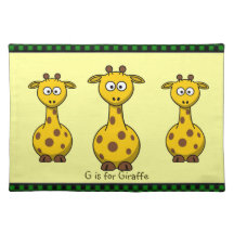 G est pour le set de table d'enfant d'animaux de b