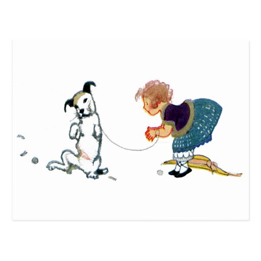 Gabarit de danse de petit chien pour la fille carte postale