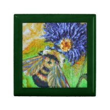 Gaffez l'abeille et la boîte-cadeau bleue de fleur boîte à bijoux