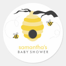 Gaffez le baby shower d'abeilles autocollant rond