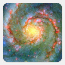 Galaxie impressionniste de tourbillon stickers carrés