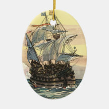 Galion vintage de bateau de pirate naviguant l'océ ornements