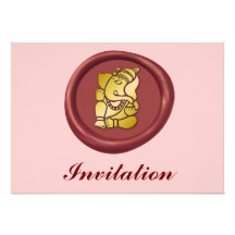 Ganesha d'or sur le joint rouge de cire bristols
