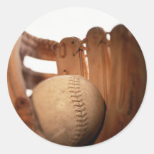 Gant et boule de base-ball autocollant rond