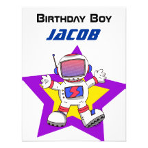 Garçon d'anniversaire d'astronaute invitations personnalisables