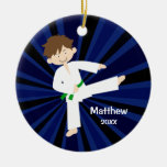 Garçon de ceinture verte de karaté du Taekwondo pe Décoration Pour Sapin De Noël