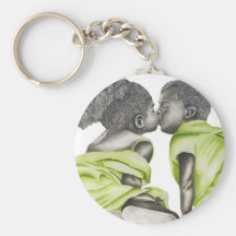 Garçon et fille verts 1 Keychain Porte-clefs