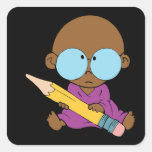 Garçon nerd grands verres et crayon autocollants