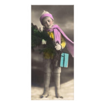 Garçon vintage de Noël Cartes Doubles Customisables