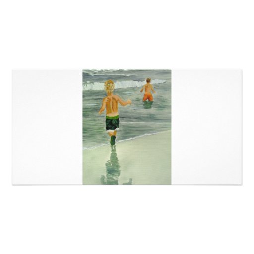 Garçons à la plage cartes avec photo