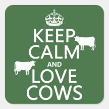 Gardez le calme et aimez les vaches (toutes les co sticker carré