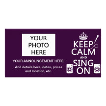 Gardez le calme et chantez sur (le karaoke) cartes avec photo